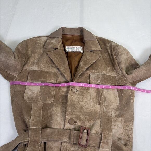 Vintage Montevideo Leather Factory Uruguay Brown Suede Blazer Jacket Mens - Picture 7 of 15